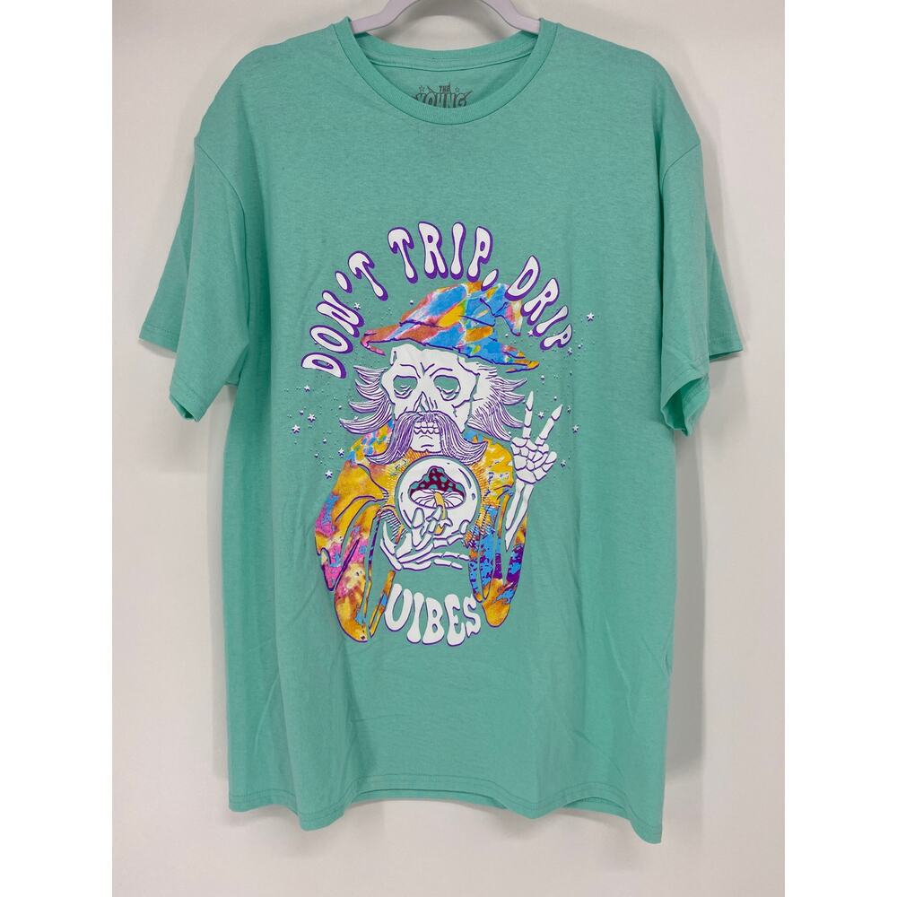 Young & Wild Mens Teal T-shirt Don't Trip Drip Vibes NEW Size Large
